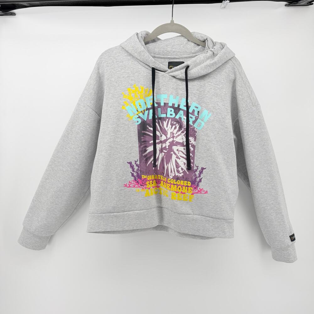 National Geographic Northern Svalbard Sea Anemone Gray Hoodie L Disney Park